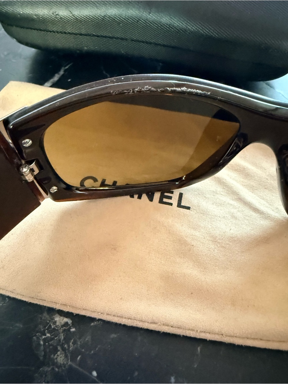 Vintage y2k CHANEL Brown Gradient Shield Sunglasses with Silver Logo Accent - Picture 11 of 13